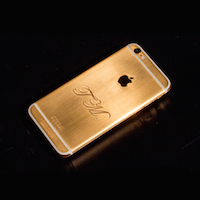 24k gold iPhone 6 with client's initials and 2 diamonds